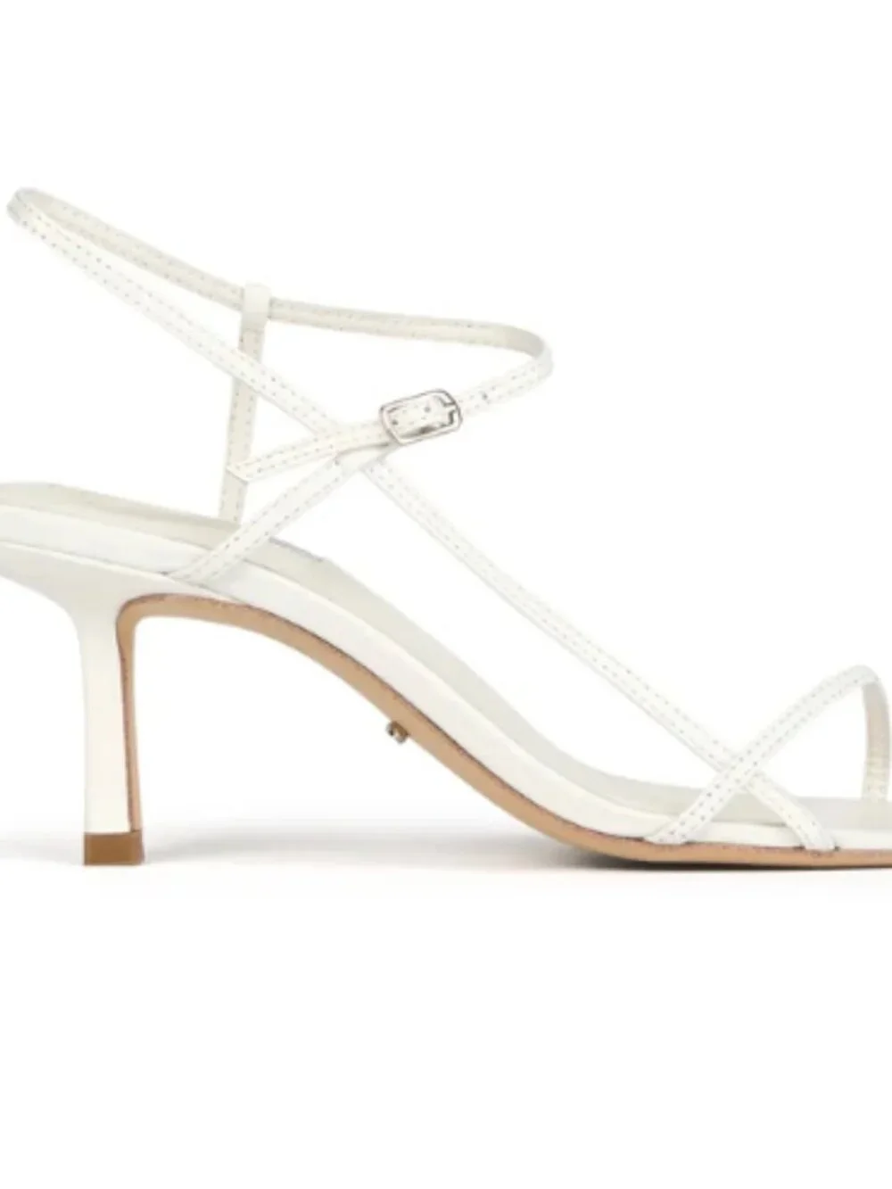 Tony Bianco Caprice Kitten Heel Leather Sandals White Kid Minimalist 9.5